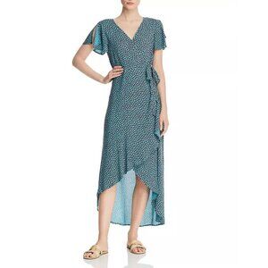 Band of Gypsies Women's Size M Teal/Black Martinique Floral Maxi Wrap Dress